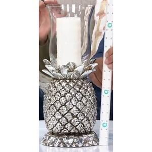 HomeWorx by Harry Slatkin 17" Pineapple Hurricane with Pillar Island Palm Candle